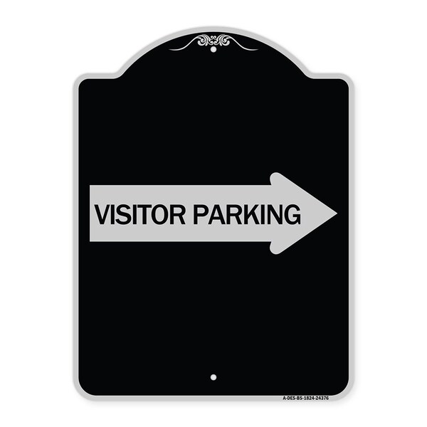 Visitor Parking With Right Arrow Heavy-Gauge Aluminum Architectural Sign, 24" x 18", BS-1824-24376